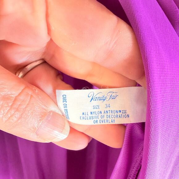 Vintage Lot Vanity Fair Purple/Teal Nightgown Robe Size S/M USA 1970s Loungewear - Picture 8 of 9